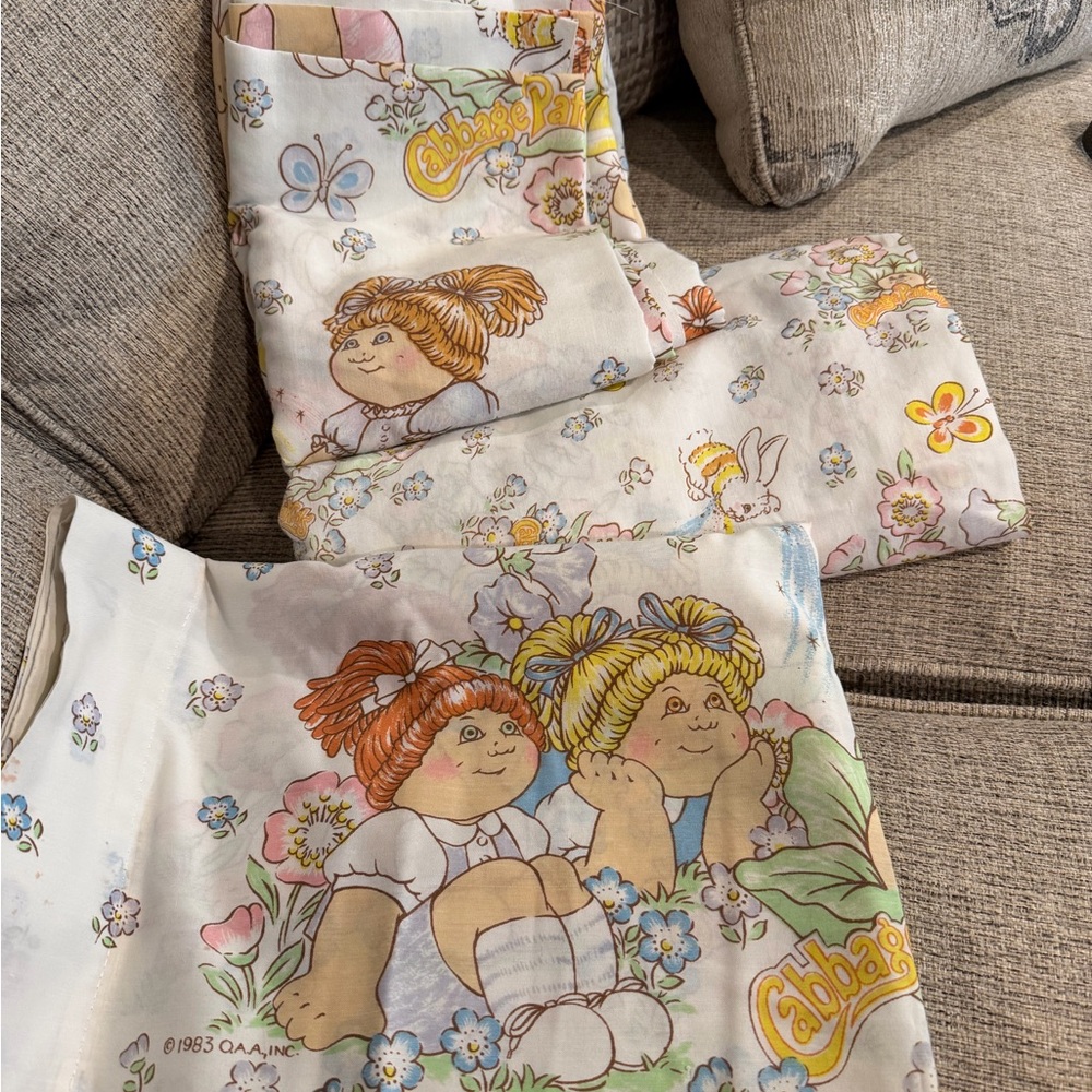 Vintage 1983 Cabbage Patch Kids Twin Sheet Set OAA Full Set GUC